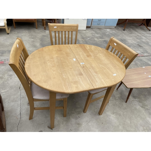 2944 - A HARDWOOD EXTENDING KITCHEN TABLE, 42