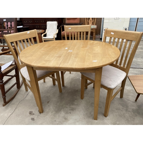 2944 - A HARDWOOD EXTENDING KITCHEN TABLE, 42