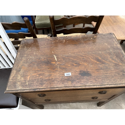 2680 - A MID 20TH CENTURY OAK CHEST OF TWO DRAWERS, 30