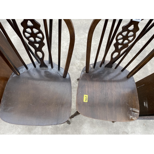 2950 - A PAIR OF WHEEL BACK KITCHEN CHAIRS