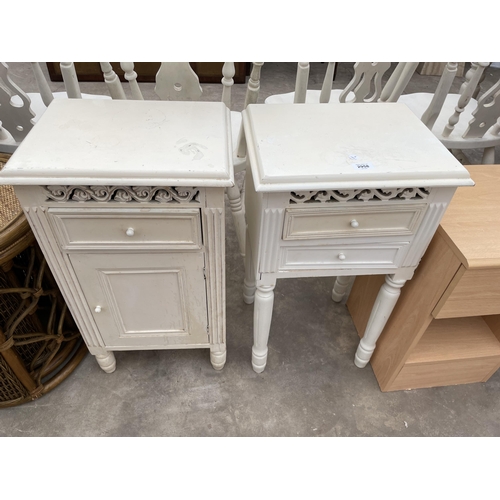 2958 - TWO SIMILAR PAINTED BEDSIDE TABLES