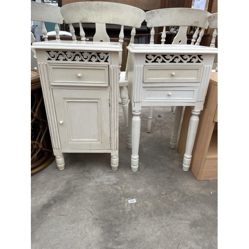 2958 - TWO SIMILAR PAINTED BEDSIDE TABLES