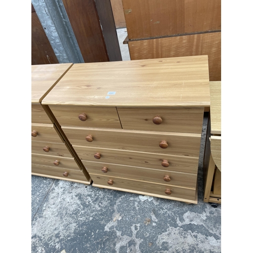 2962 - A PINE EFFECT CHEST OF TWO SHORT AND FOUR LONG DRAWERS, 30.5