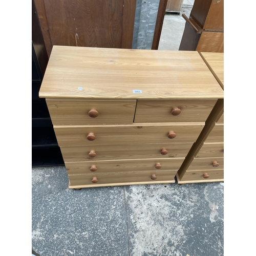 2963 - A PINE EFFECT CHEST OF TWO SHORT AND FOUR LONG DRAWERS, 30.5