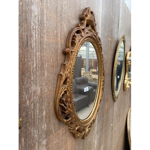 2973 - A 19TH CENTURY STYLE GILT EFFECT WALL MIRROR, 28