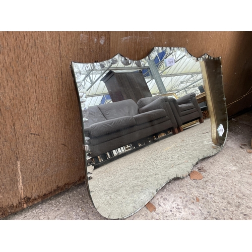 2975 - A MID 20TH CENTURY FRAMELESS WALL MIRROR, 27