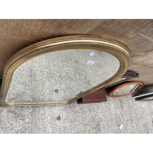 2978 - A GILT EFFECT OVERMANTEL MIRROR, 39