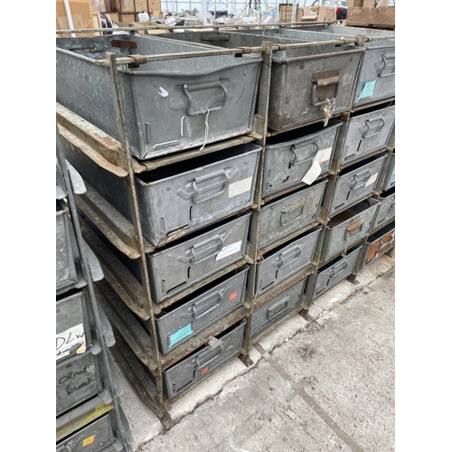 1845 - A GALVANISED METAL TWENTY DRAWER UNIT