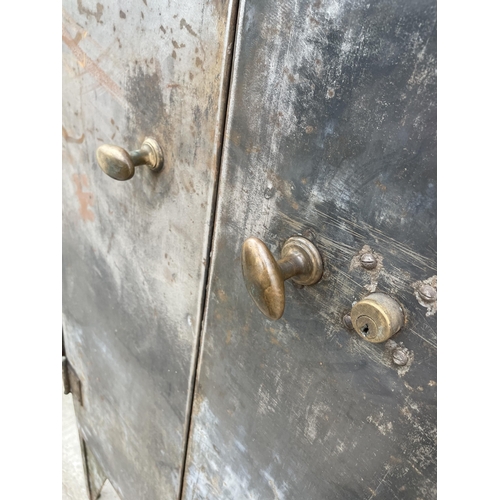 1858 - 24 DRAWER METAL CABINET 1930'S MILNER SAFE WITH BRASS HANDLES