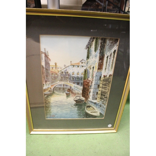 1052 - THREE FRAMED WATERCOLOURS, TWO OF VENICE