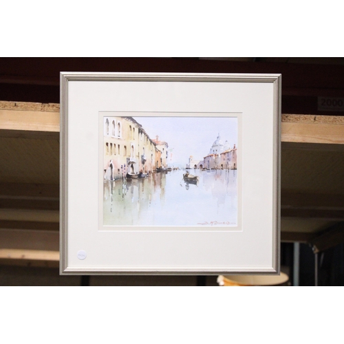 1149 - THREE FRAMED WATERCOLOURS TO INCLUDE TWO OF VENICE, SIGNED B McDONALD