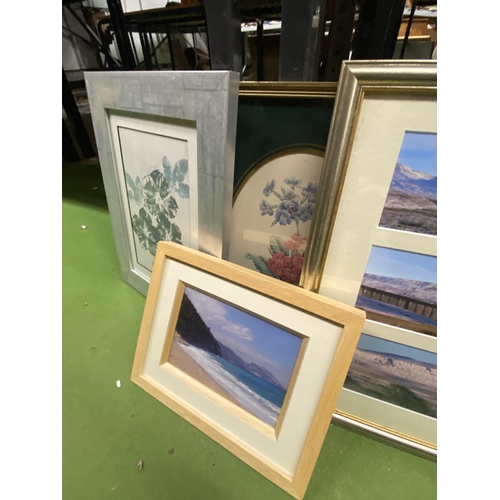 1217 - FIVE FRAMED PRINTS TO INCLUDE THREE PHOTOGRAPHIC IMAGES OF COUNTRY SCENES