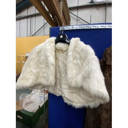 1245 - ONE LONG FUR COAT AND A FUR STOLE