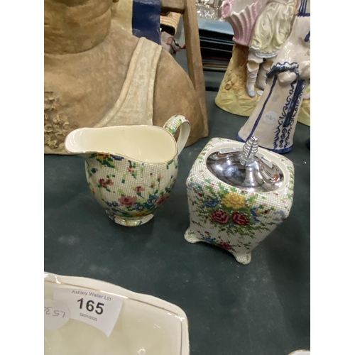 165 - THREE PIECES OF ROYAL WINTON TO INCLUDE A JUG AND TWO BOWLS PLUS A SMALL SHELLEY 'CHARM' CREAM JUG