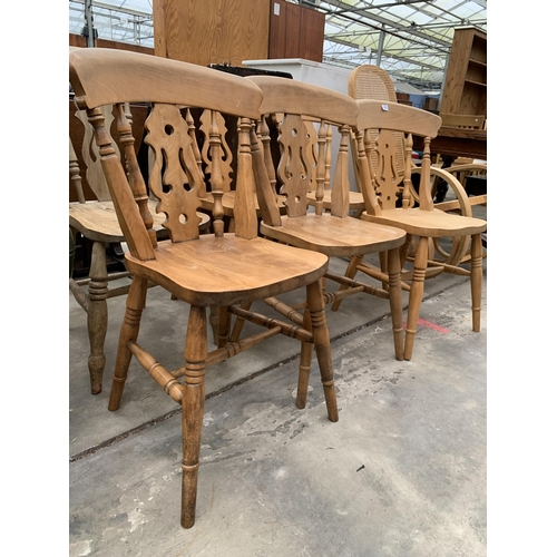 3024 - FIVE VICTORIAN STYLE KITCHEN CHAIRS AND ONE SIMILAR CHAIR