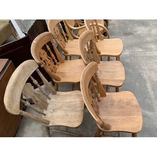 3024 - FIVE VICTORIAN STYLE KITCHEN CHAIRS AND ONE SIMILAR CHAIR