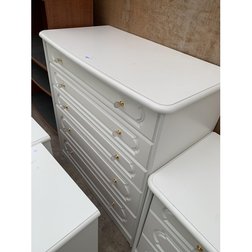 3033 - A WHITE FIVE DRAWER CHEST OF DRAWERS, 37