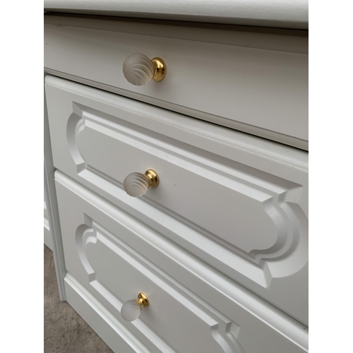 3033 - A WHITE FIVE DRAWER CHEST OF DRAWERS, 37