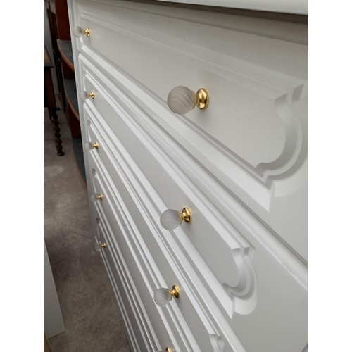 3033 - A WHITE FIVE DRAWER CHEST OF DRAWERS, 37