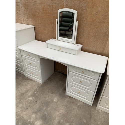 3034 - A WHITE DRESSING TABLE WITH MIRROR