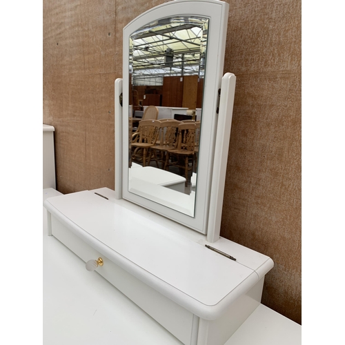 3034 - A WHITE DRESSING TABLE WITH MIRROR