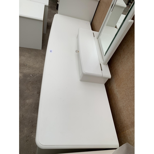 3034 - A WHITE DRESSING TABLE WITH MIRROR