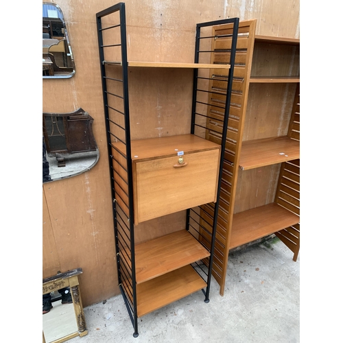 3045 - A STAPLES LADDERAX RETRO TEAK SINGLE SECTION UNIT WITH FALL FRONT CABINET AND THREE SHELVES - 25