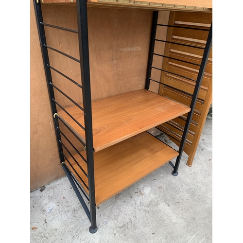 3045 - A STAPLES LADDERAX RETRO TEAK SINGLE SECTION UNIT WITH FALL FRONT CABINET AND THREE SHELVES - 25