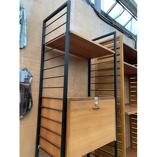 3045 - A STAPLES LADDERAX RETRO TEAK SINGLE SECTION UNIT WITH FALL FRONT CABINET AND THREE SHELVES - 25