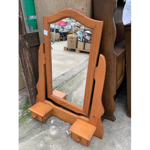 3047 - A PINE DRESSING TABLE MIRROR