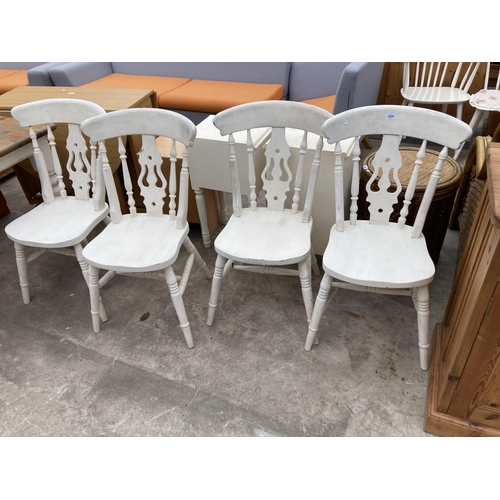 2999 - A SET OF FOUR VICTORIAN STYLE PAINTED KITCHEN CHAIRS