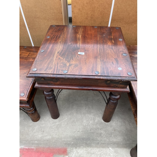 3003 - A HARDWOOD STUDDED LAMP TABLE, 24