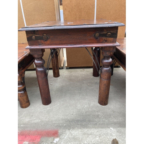 3003 - A HARDWOOD STUDDED LAMP TABLE, 24