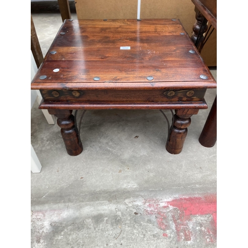 3004 - A HARDWOOD STUDDED LAMP TABLE, 24