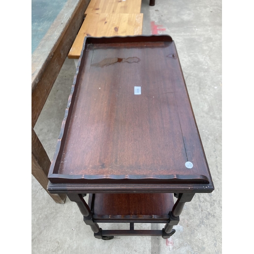 3006 - A MID 20TH CENTURY MAHOGANY TWO TIER TROLLEY WITH FOLD OVER GAMES TOP