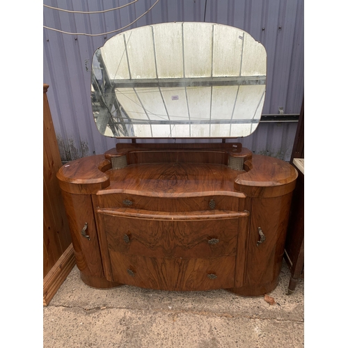 3053 - A MID 20TH CENTURY WALNUT DRESSING CHEST WITH ILLUMINATED BACK, TWO DRAWERS (ONE WITH VANITY MIRROR)... 