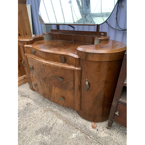 3053 - A MID 20TH CENTURY WALNUT DRESSING CHEST WITH ILLUMINATED BACK, TWO DRAWERS (ONE WITH VANITY MIRROR)... 