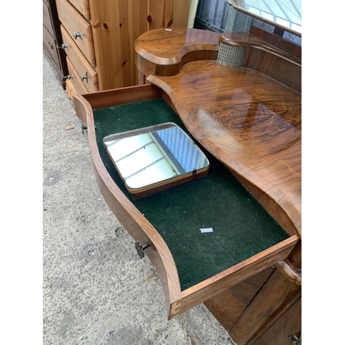 3053 - A MID 20TH CENTURY WALNUT DRESSING CHEST WITH ILLUMINATED BACK, TWO DRAWERS (ONE WITH VANITY MIRROR)... 