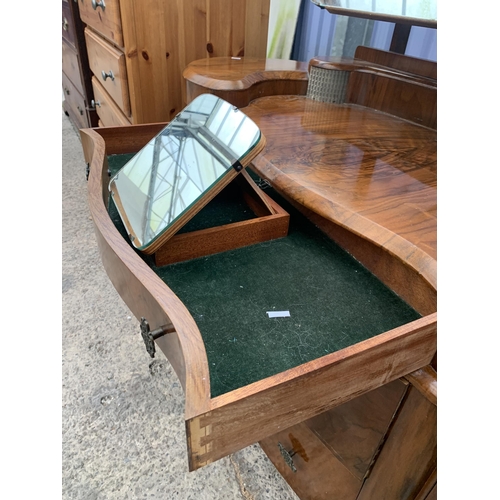 3053 - A MID 20TH CENTURY WALNUT DRESSING CHEST WITH ILLUMINATED BACK, TWO DRAWERS (ONE WITH VANITY MIRROR)... 