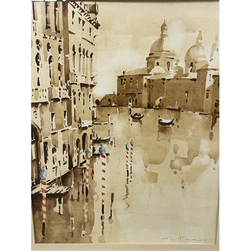 49A - BERNARD McDONALD (BRITISH BORN 1944) VENETIAN SCENE, WATERCOLOUR, SIGNED IN PENCIL LOWER RIGHT, 39CM... 