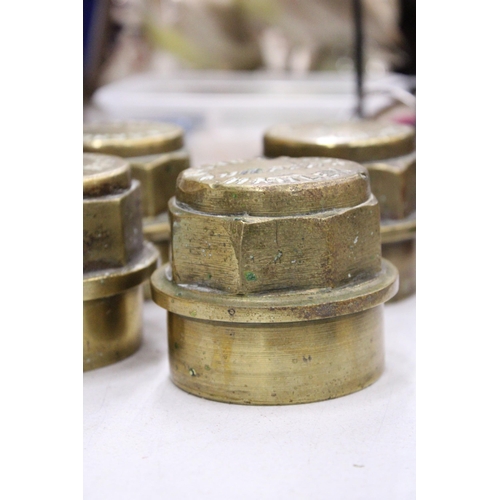 258 - FOUR VINTAGE SOLID BRASS CARTWHEEL HUBS