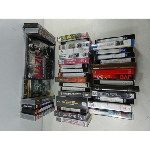 328 - A LARGE COLLECTION OF DVD AND VHS VIDEOS OF WWII AND THE NAZIS