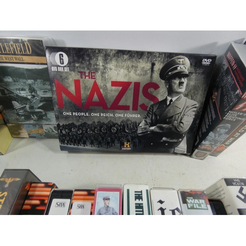 328 - A LARGE COLLECTION OF DVD AND VHS VIDEOS OF WWII AND THE NAZIS