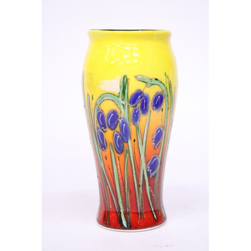 769 - AN ANITA HARRIS BLUEBELL'S VASE SIGNED IN GOLD - 18 CM