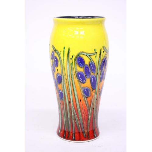 769 - AN ANITA HARRIS BLUEBELL'S VASE SIGNED IN GOLD - 18 CM