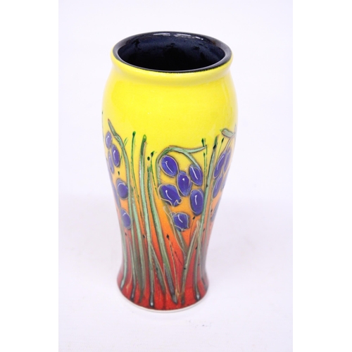 769 - AN ANITA HARRIS BLUEBELL'S VASE SIGNED IN GOLD - 18 CM