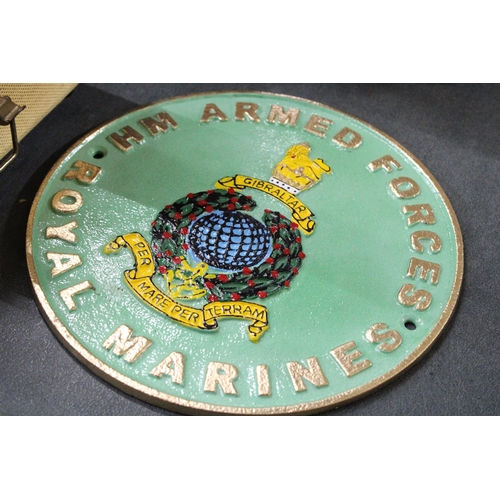 936 - A CAST ROYAL MARINES SIGN, DIAMETER 24CM