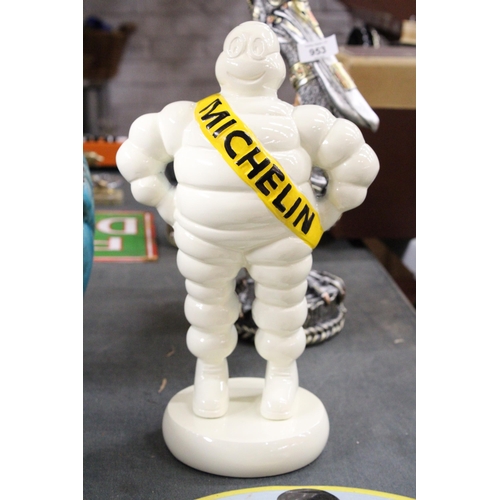 954 - A LARGE METAL MICHELIN MAN FIGURE, HEIGHT APPROX 34CM