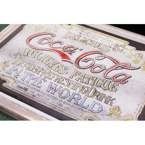 960 - A FRAMED TIN PLATE COCA COLA SIGN