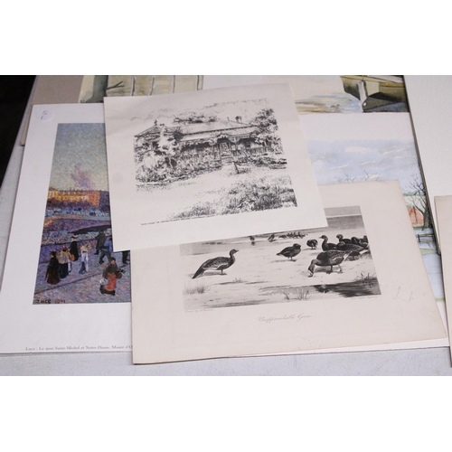 1035 - A COLLECTION OF SIGNED WATERCOLOURS AND VINTAGE PRINTS